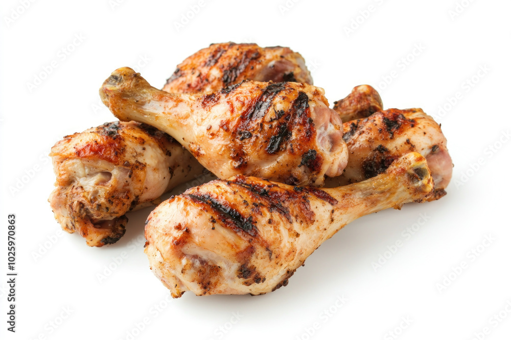 Chicken wings on a white background, crispy and delicious, ready to be served. Chicken wings on a white background, crispy and delicious, ready to be served.