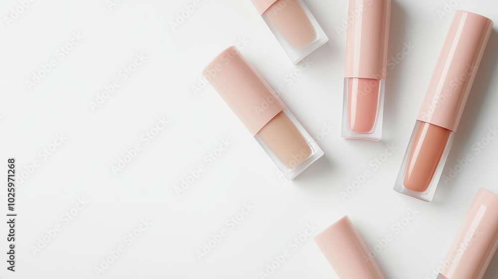 Pink lip gloss tint with color shading pallete smudge gel,Liquid lipsticks with smudge stroke paint,makeup cosmetic lips, product mockup for beauty fashion business,sale,swatch color,template.