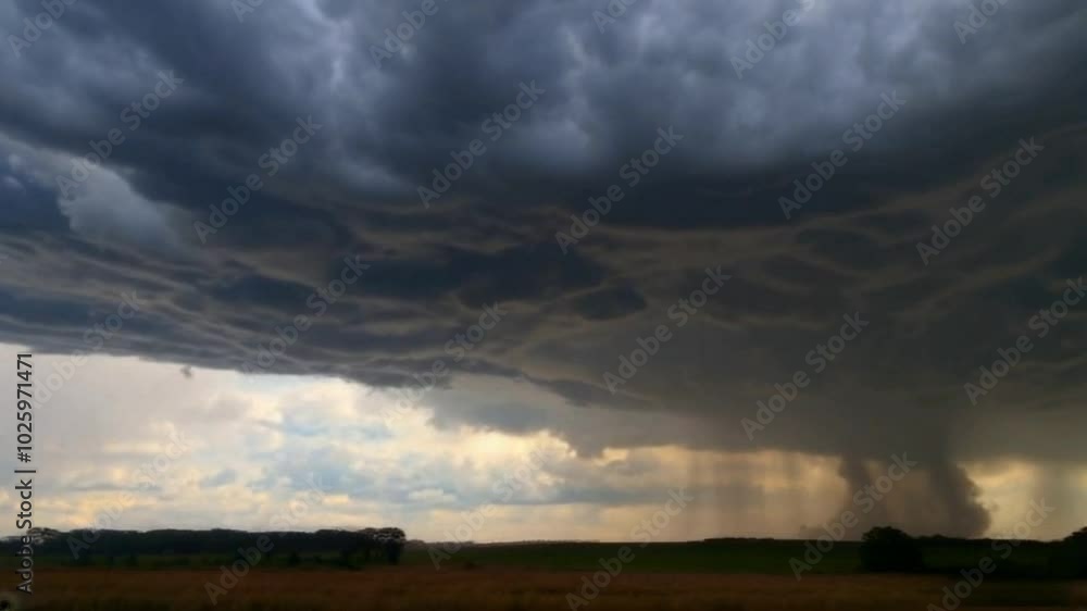 Dramatic, dark storm clouds forming over a field.
Dramatic, dark storm clouds forming over a field.