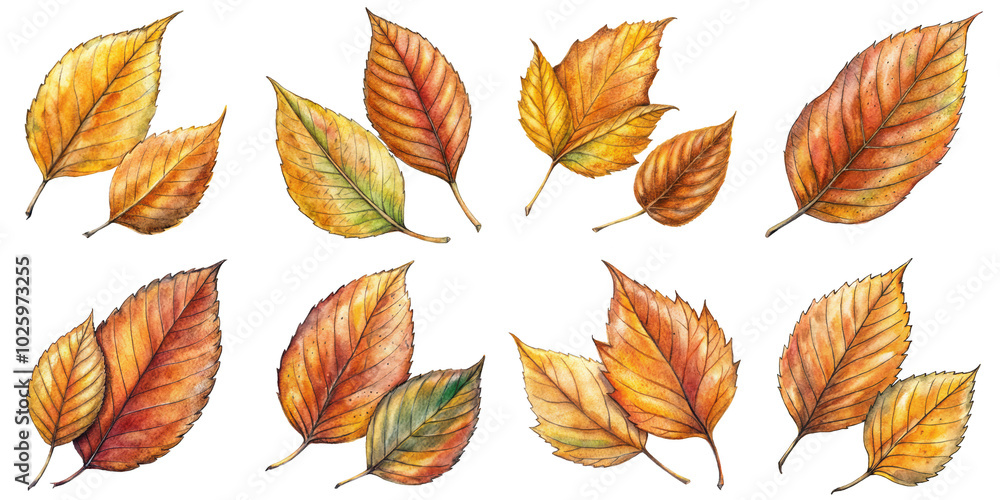 Hand Drawn illustration set of fallen leaves . isolate on a white background. PNG
Hand Drawn illustration set of fallen leaves . isolate on a white background. PNG