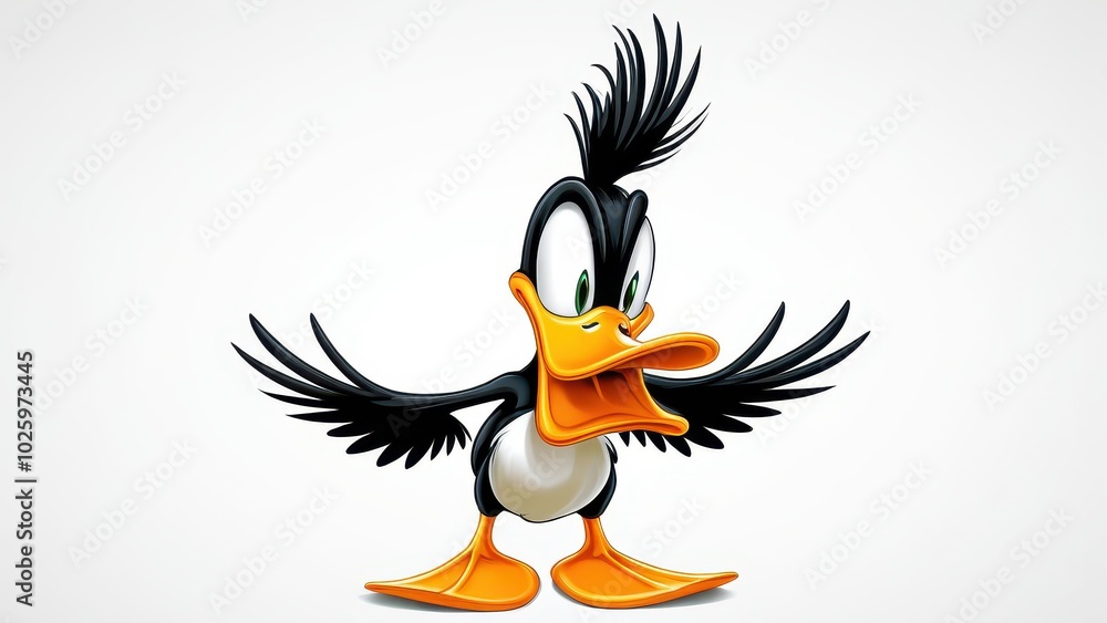 Fototapeta premium Angry duck graphic art featuring a humorous and expressive duck. Great for memes, logos, or design projects needing a fun and bold character