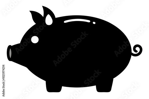 Piggy bank vector | vector silhouette illustration on white background