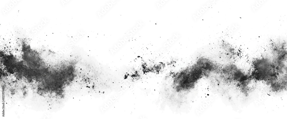 Vector abstract black ink splatter on white background with black charcoal dust explosion texture isolated on white background Vector abstract black ink splatter on white background with black charcoal dust explosion texture isolated on white background