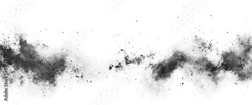 Vector abstract black ink splatter on white background with black charcoal dust explosion texture isolated on white background