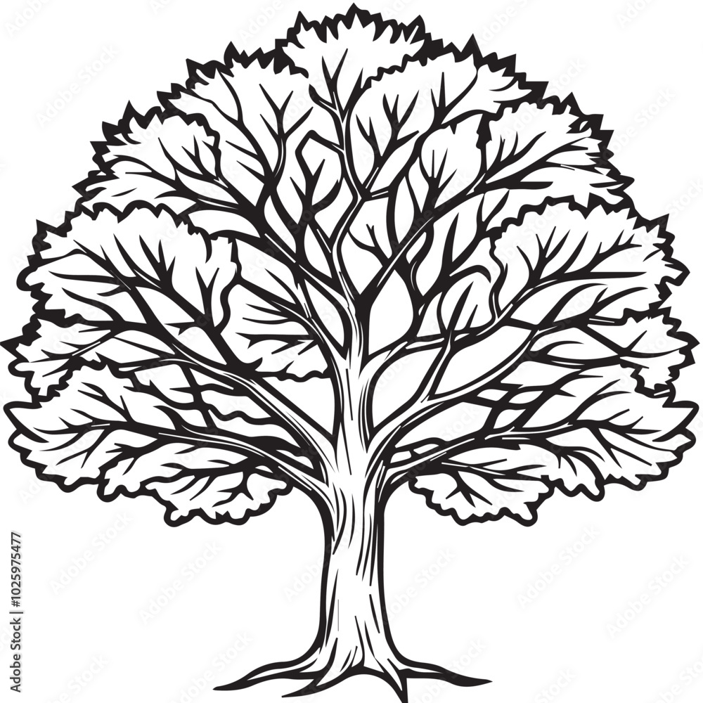 Obraz premium tree vector silhouette style with white background