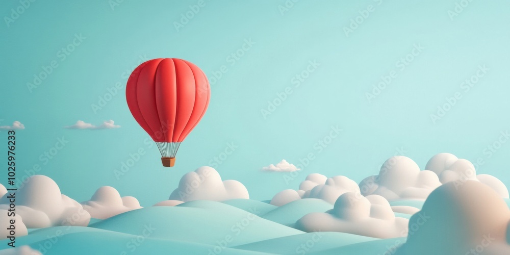 Obraz premium Dreamy Hot Air Balloon Adventure Over Serene Landscapes