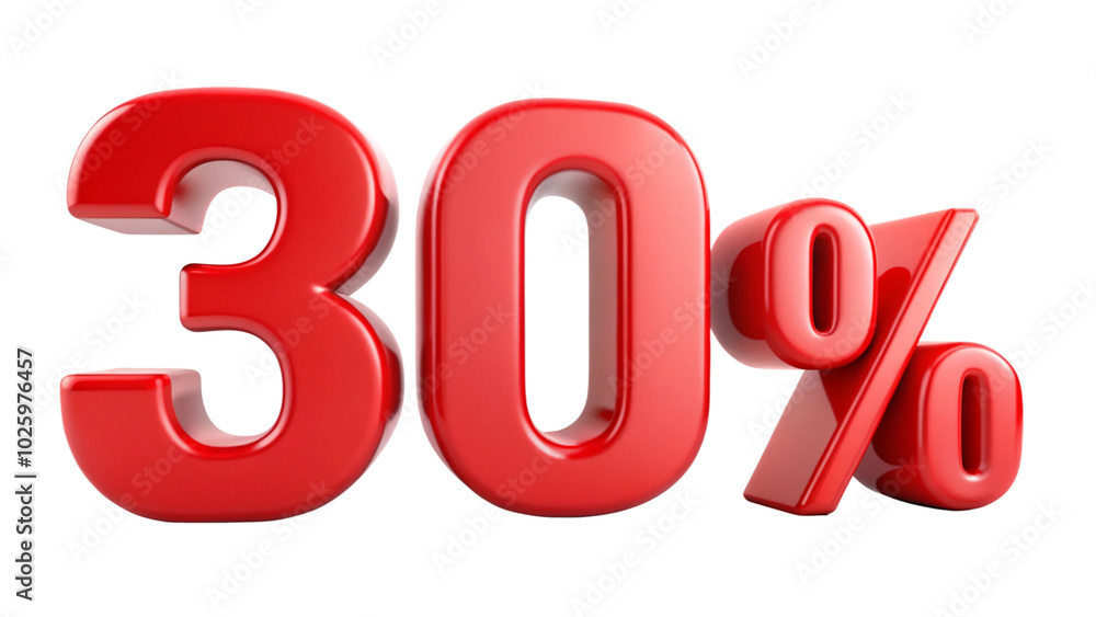 Bold red number 30% on a transparent background, suitable for eye-catching marketing and branding. Bold red number 30% on a transparent background, suitable for eye-catching marketing and branding.