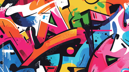 Graffiti urban seamless pattern. Abstract colorful background. Vector illustration.