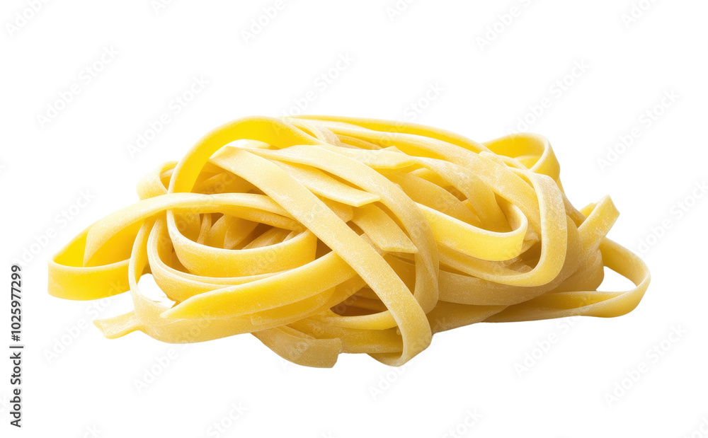 Fresh Raw Fettuccine Pasta on White Background Fresh Raw Fettuccine Pasta on White Background