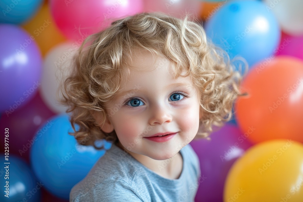 Portrait of smiling baby girl playing with balloons Portrait of smiling baby girl playing with balloons