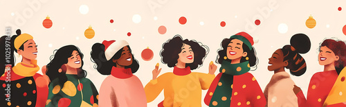 Christmas, Hanukkah, Kwanzaa, Chinese New Year women together celebrating winter holidays ai 