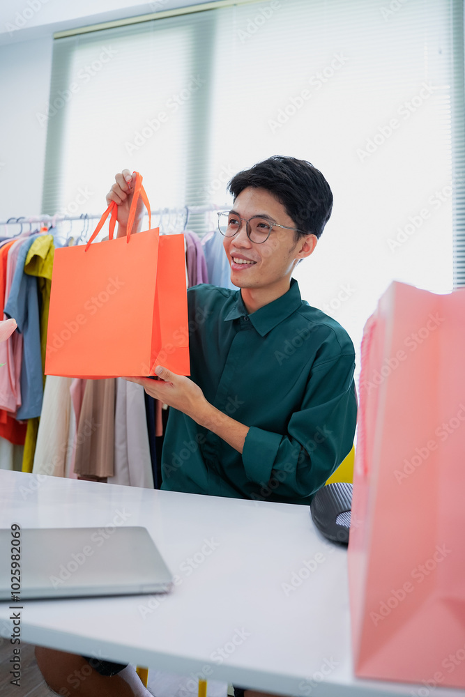 Online clothing shop owner livestreams sales
Online clothing shop owner livestreams sales
