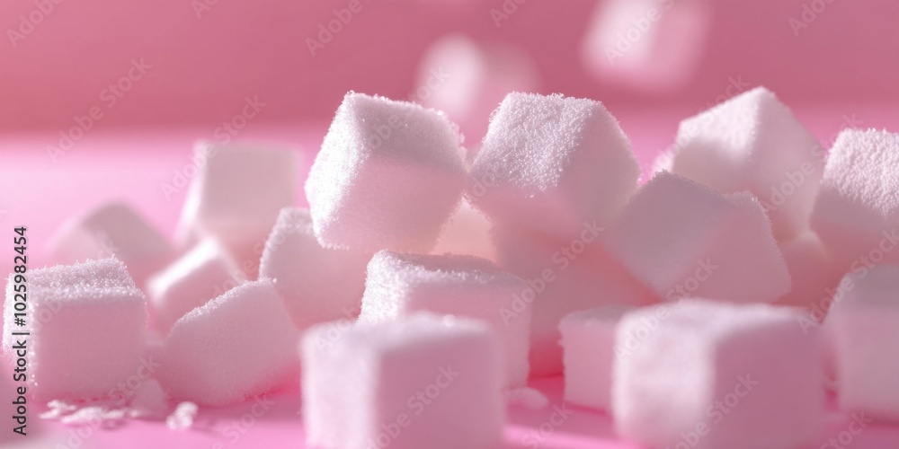 Delicate Sugar Cubes on a Soft Pink Background: A Visual Delight for Culinary Aesthetics Delicate Sugar Cubes on a Soft Pink Background: A Visual Delight for Culinary Aesthetics