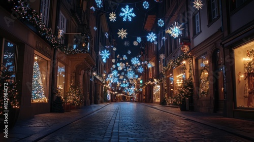 Wallpaper Mural Christmas Lights in a European City Torontodigital.ca