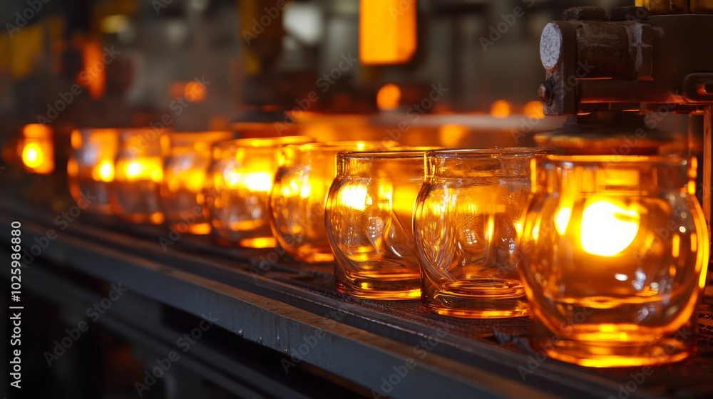 Glassware production process. Glassware production process.