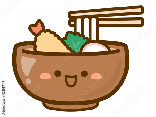 天ぷらうどんのベクターイラスト素材06