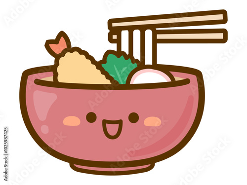 天ぷらうどんのベクターイラスト素材04