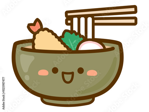 天ぷらうどんのベクターイラスト素材05