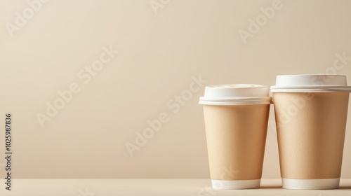 A pair of minimalist coffee cups exemplifying sleek modern design stand together, highlighting simplicity, elegance, and the everyday utility of contemporary objects.