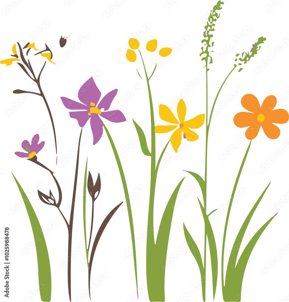 custom made wallpaper toronto digitalVibrant Vector Floral Elements with Colorful Flowers