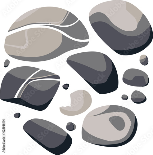 Vector Illustration of Smooth Stones and Pebbles