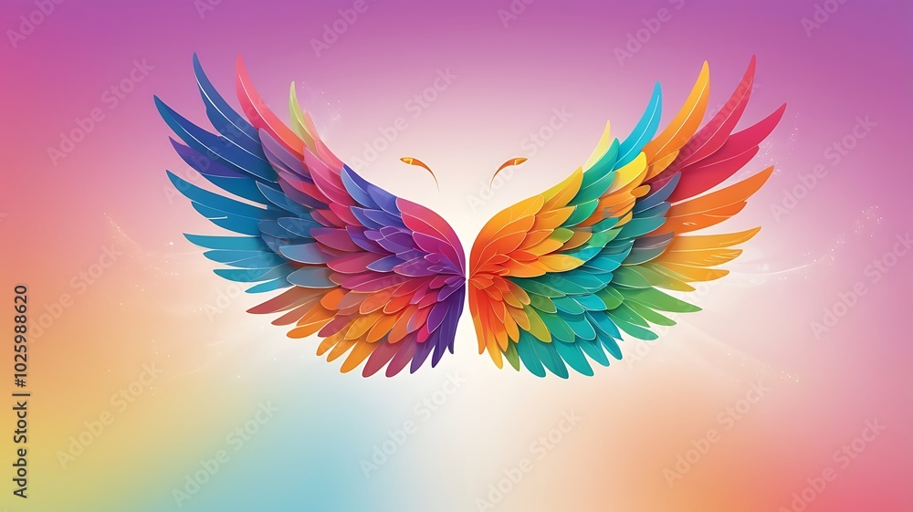 Obraz premium multicolored wings, abstraction on a bright background