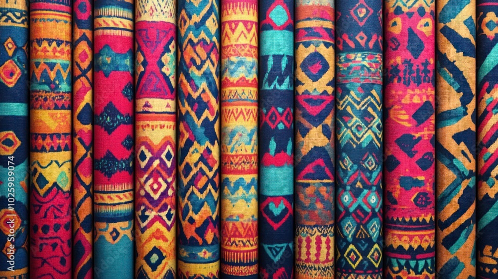 Ethnic patterns with vibrant colors and bold shapes, reflecting rich cultural heritage and traditional motifs Ethnic patterns with vibrant colors and bold shapes, reflecting rich cultural heritage and traditional motifs