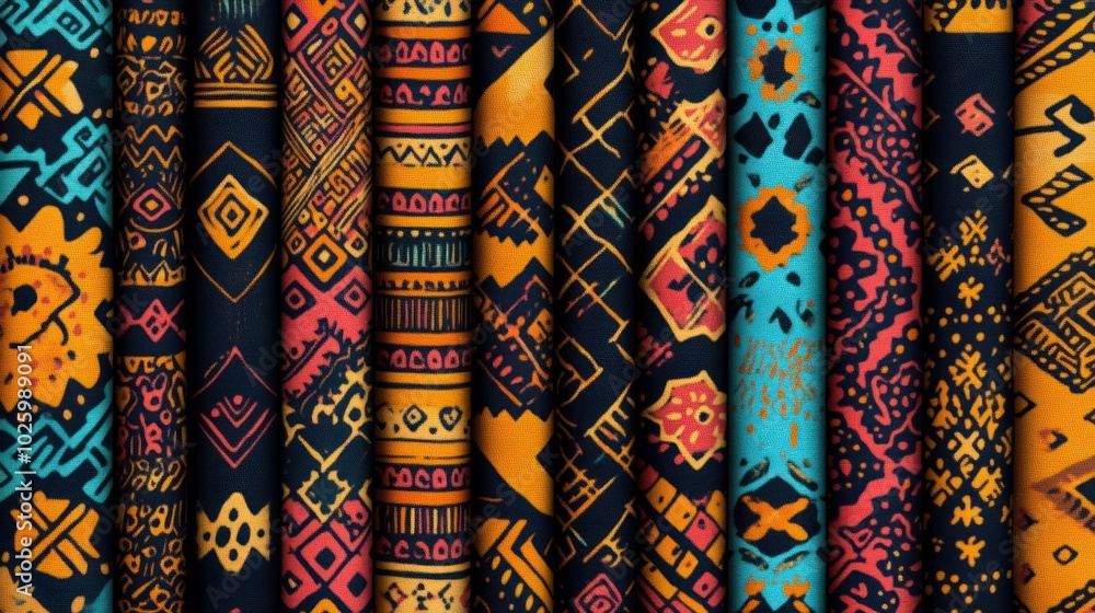 Ethnic patterns with vibrant colors and bold shapes, reflecting rich cultural heritage and traditional motifs Ethnic patterns with vibrant colors and bold shapes, reflecting rich cultural heritage and traditional motifs