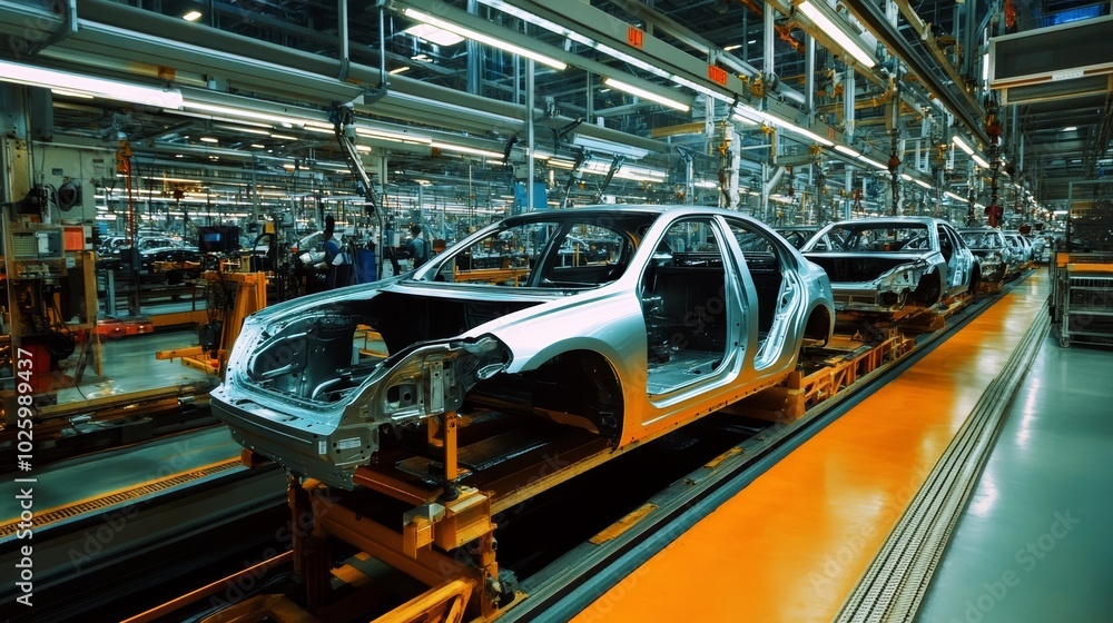 Car Assembly Line in a Modern Factory. Car Assembly Line in a Modern Factory.