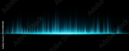 Glowing vibrations of lights isolated on black background. Audio waves with glow. Abstract blue light effect. Vector illustration. EPS 10.