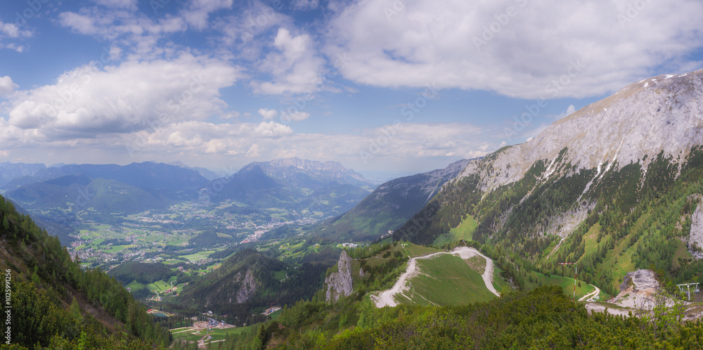 Mountain valley with tracks near Jenner mount in Berchtesgaden National Park Mountain valley with tracks near Jenner mount in Berchtesgaden National Park