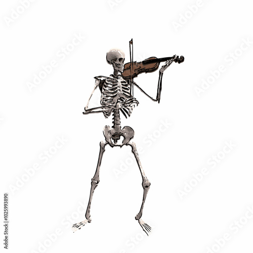 Skeleton playing music on Halloween 