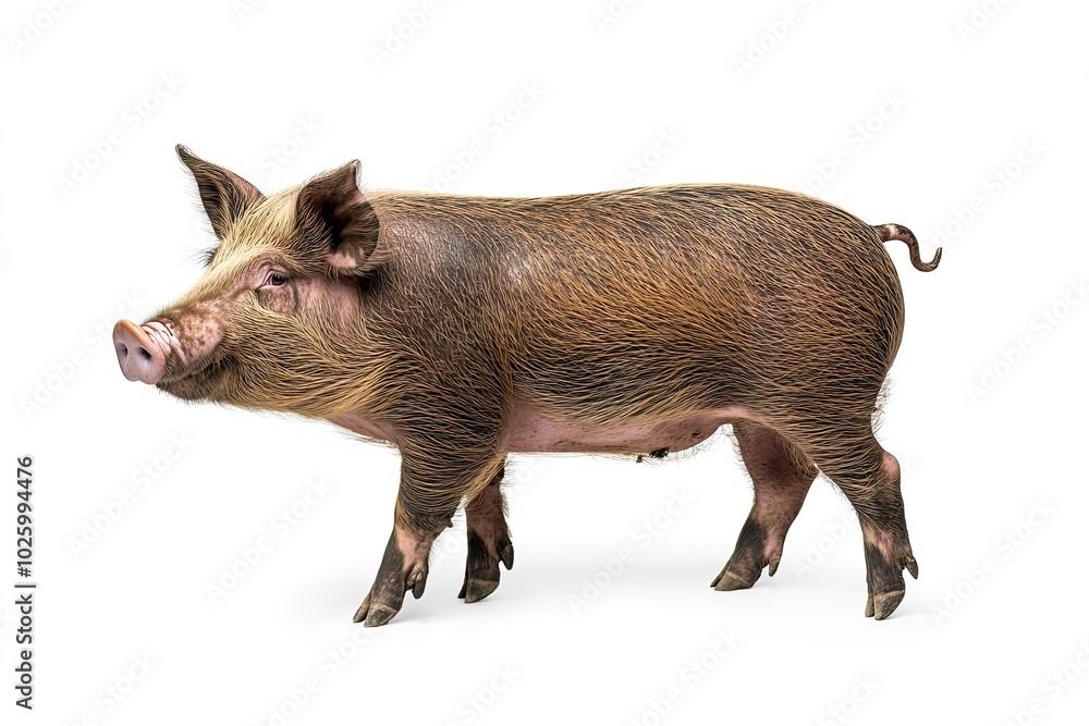 Side view of a Domestic pig, isolated on white Side view of a Domestic pig, isolated on white