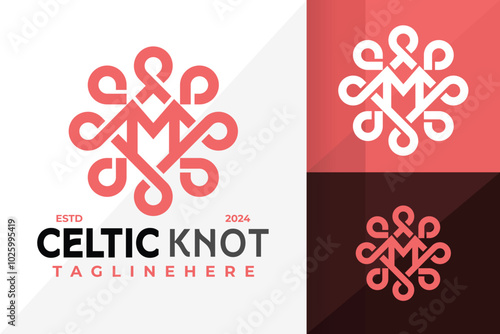 Letter M Celtic Knot Elegant Logo Icon Vector Design. Creative simple logos designs illustration