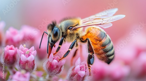 Close-Up of Honey Bee on a Vibrant Flower