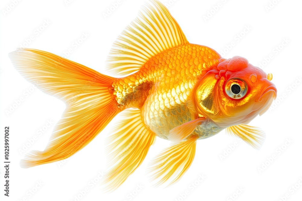 Fototapeta premium Oranda goldfish isolated on white background close up