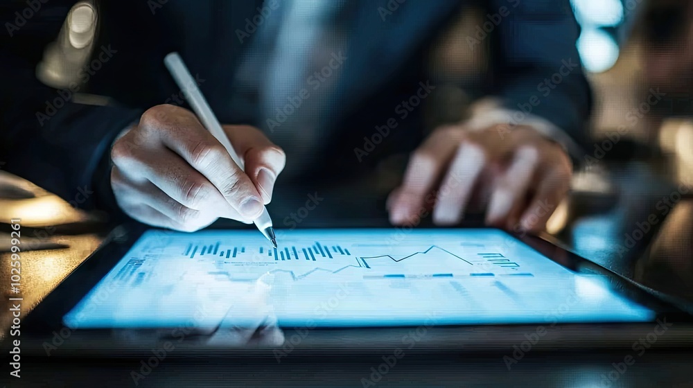 Hands of a businessman holding a stylus as he signs a digital contract on a sleek tablet screen, symbolizing tech-savvy business operations. Hands of a businessman holding a stylus as he signs a digital contract on a sleek tablet screen, symbolizing tech-savvy business operations.