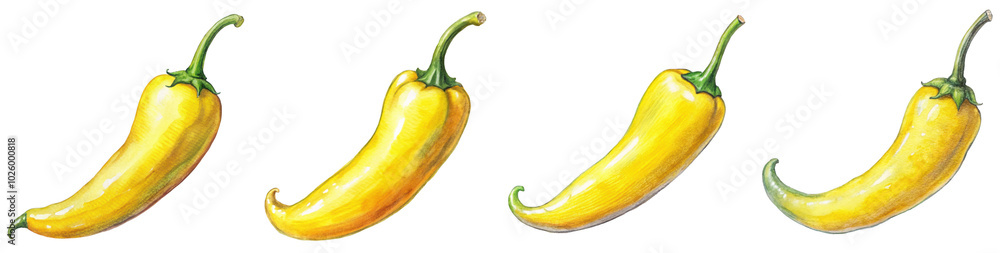 Hand Drawn illustration set of yellow chili pepper . isolate on a white background. PNG
Hand Drawn illustration set of yellow chili pepper . isolate on a white background. PNG