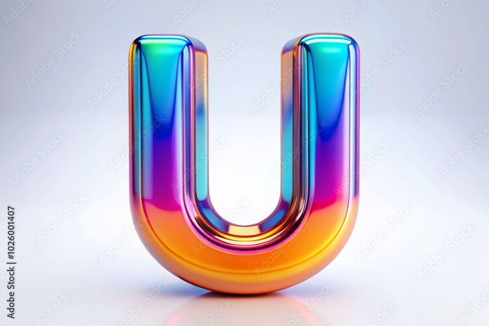 Realistic 3D Green Glossy U Alphabet on White Background for Generative AI Projects Realistic 3D Green Glossy U Alphabet on White Background for Generative AI Projects