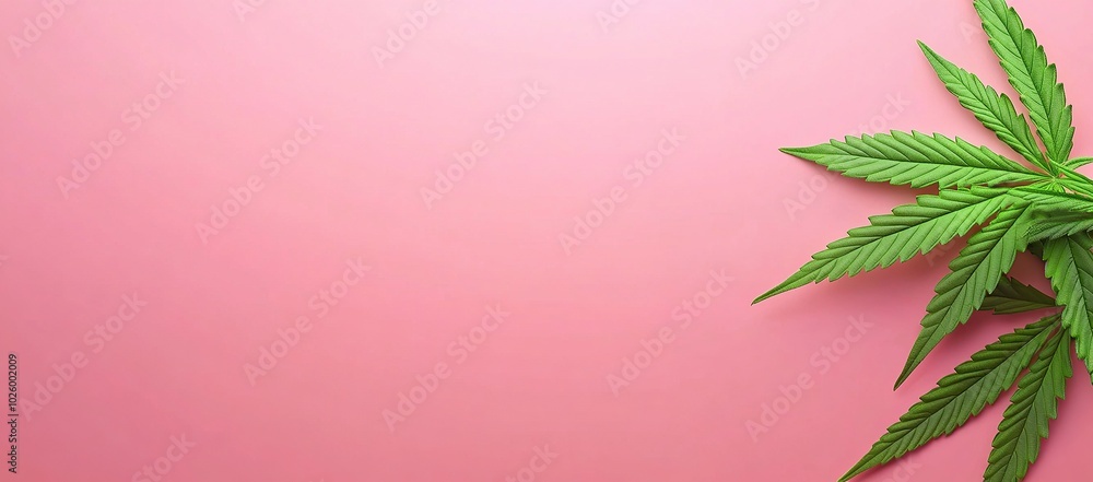 Cannabis leaf on a pink background Cannabis leaf on a pink background