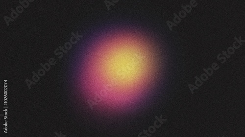 A gradient circle in the center of the image, blending from deep purple to soft yellow, noise texture effect