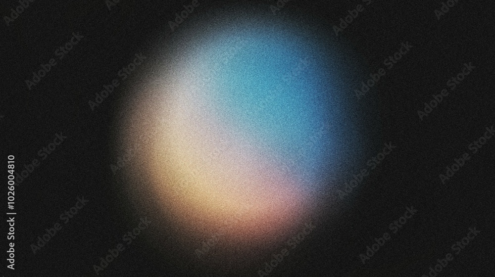 A gradient circle in the center of the image, blending from ice blue to soft peach, noise texture effect A gradient circle in the center of the image, blending from ice blue to soft peach, noise texture effect