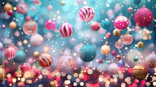 Vibrant Abstract Christmas Background with Ornaments