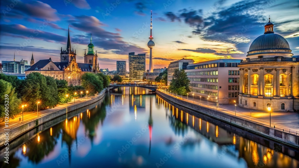 Obraz premium Stunning Berlin Skyline at Sunset - Urban Landscape Photography