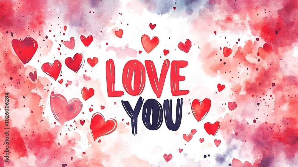Artistic LOVE calligraphy surrounded by a cascade of hearts set against a stylish red pink and white background A romantic and elegant Valentine's Day design perfect for love messages Artistic LOVE calligraphy surrounded by a cascade of hearts set against a stylish red pink and white background A romantic and elegant Valentine's Day design perfect for love messages