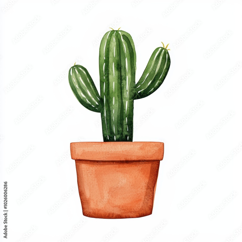 Green Cactus in Clay Pot Green Cactus in Clay Pot