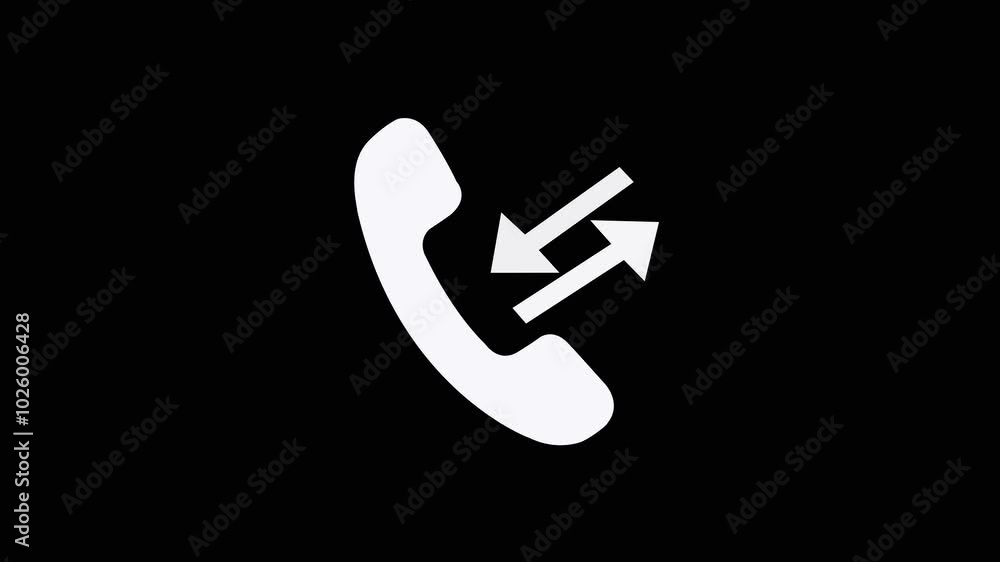 Incoming and outgoing calls. white color Incoming and outgoing call icon animation with black background. Incoming and outgoing calls. white color Incoming and outgoing call icon animation with black background.