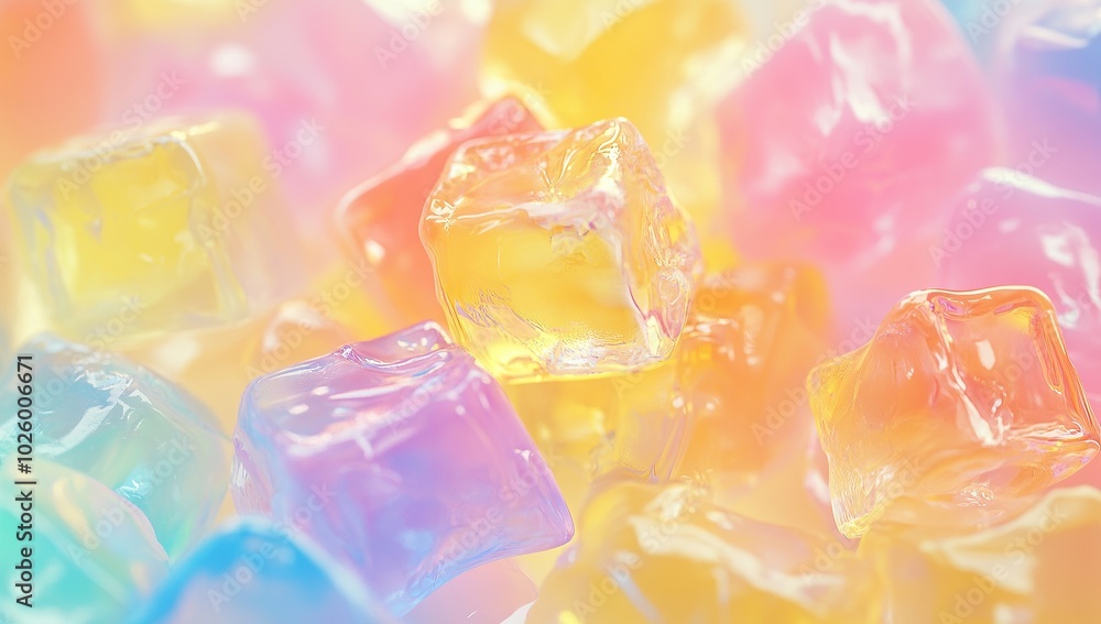 Close-up of colorful transparent jelly, candy gummy background Close-up of colorful transparent jelly, candy gummy background