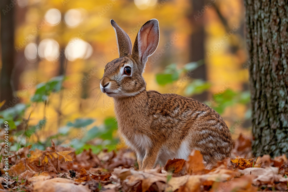 Fototapeta premium An animal in a autumn forest designed with with generative ai technology