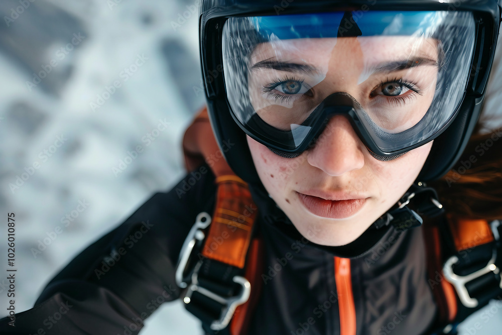 Young person professional sky diver jumping with a parachute generative AI Young person professional sky diver jumping with a parachute generative AI